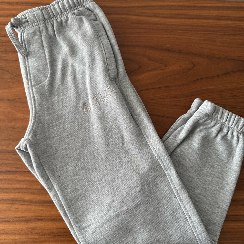 Zara Light Gray Kids Joggers with Minimal Embroidery